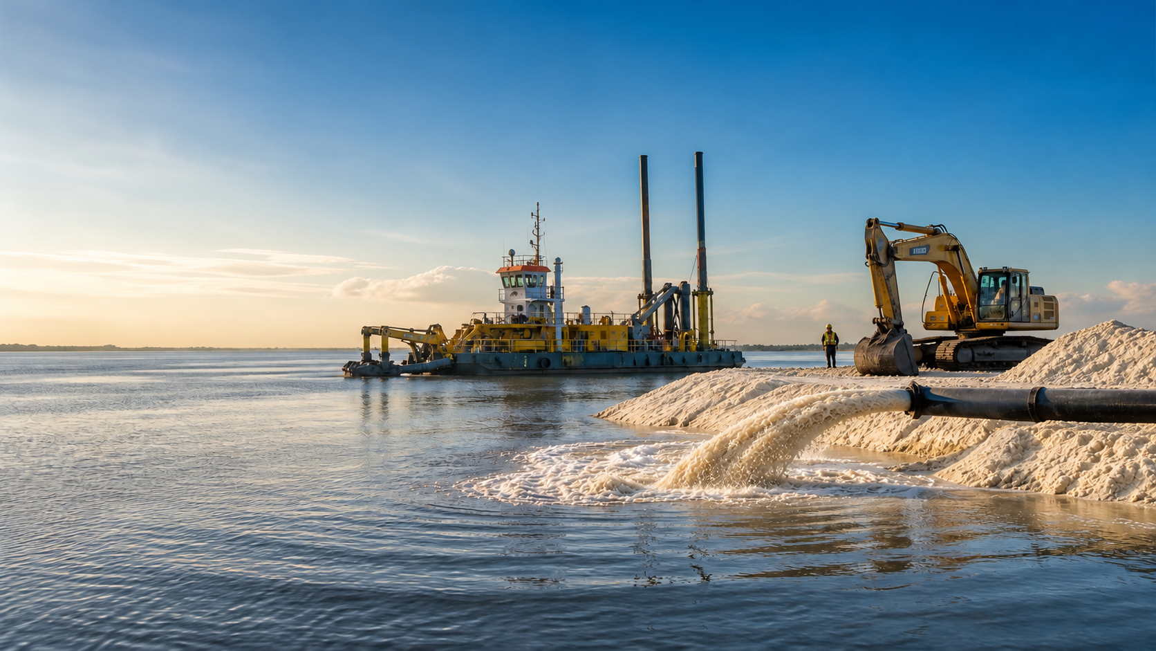 Dredging operation supporting land development